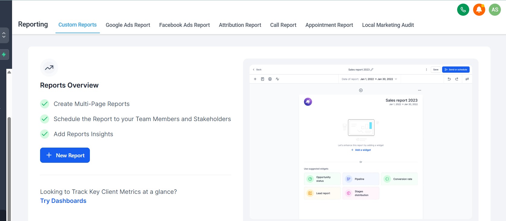 Go High Level reporting and analytics